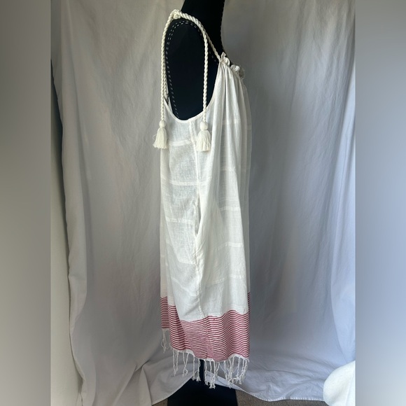 Ulla Johnson Adira Fringe-Hem Shoulder-Tie Coverup Dress Size XL Cotton handmade - Picture 6 of 13